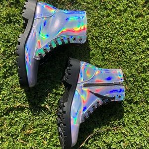 Holographic Army Boots